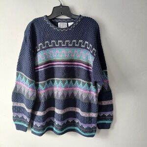 Vintage Sigrid Olsen Size Large Geometric Hand Knit Sweater Long Sleeve 1980's